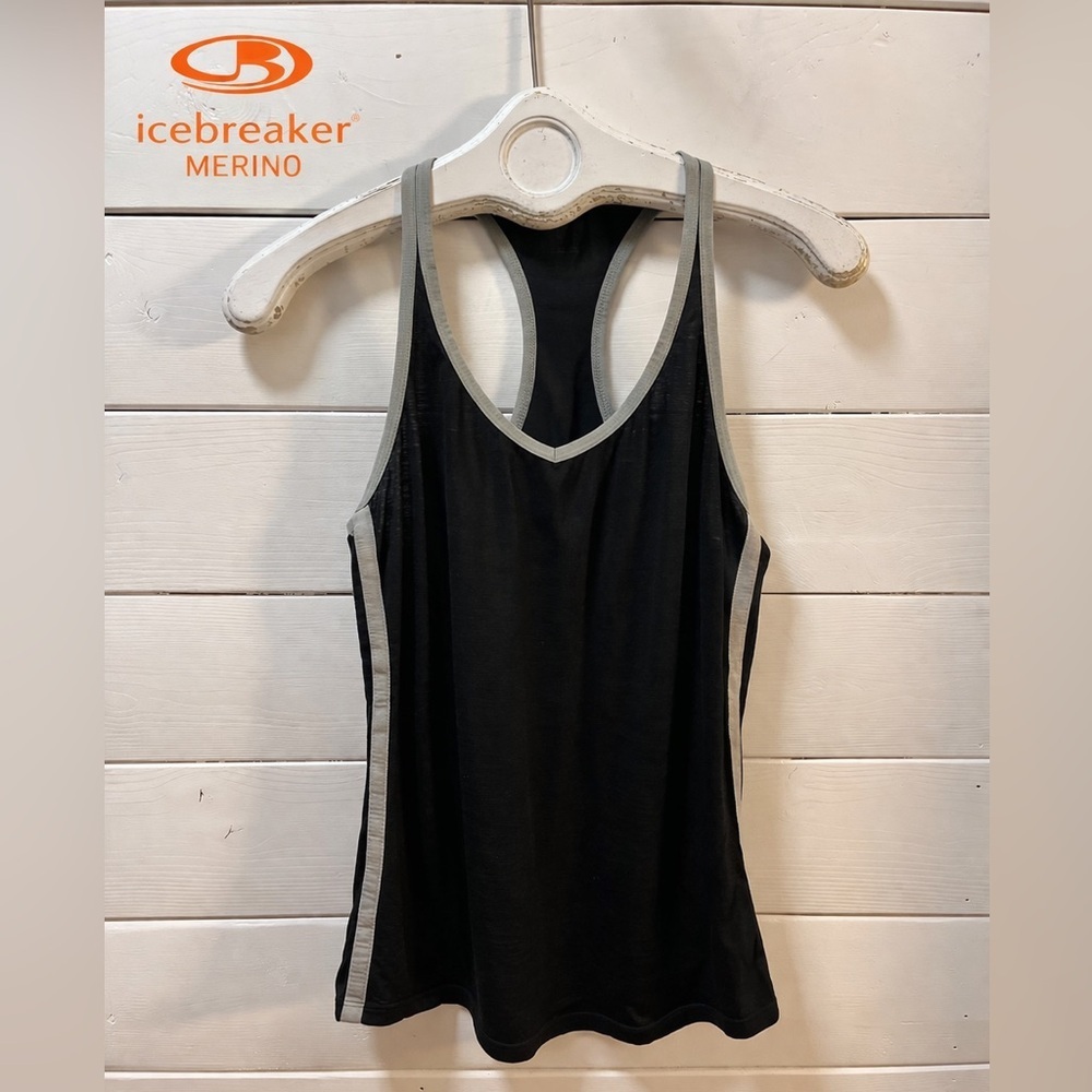 ICEBREAKER Black & Grey Merino Tank Top Size L